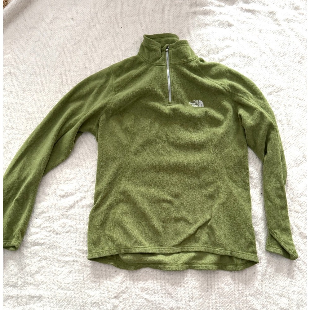 The North Face Fleece Pullover Quarter Zip Green Jacket Womens Medium M 1/4 Zip